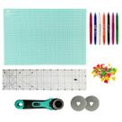 Kit Base de Corte Patchwork Artesanato 60x45 Regua 15x60 Cortador 45 + 2 Laminas Alfinete Caneta Magica Fantasminha