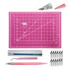 Kit Base de Corte Pequena A-5 Régua 15cm Estilete de Precisão com Refil Pinça Para Patchwork Artesanato Scrapbook Kit Base de Corte Pequena A-5 Régua 15cm Estilete de Precisão com Refil Pinça Para Patchwork Artesanato Scrapbook