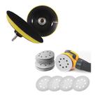 Kit Base Disco de Lixa com 10 Disco de Lixa Branco 150mm Grão 100 Kit Base Disco de Lixa com 10 Disco de Lixa Branco 150mm Grão 100