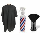 Kit Basico Barbeiro Cabeleireiro Capa De cetim Com Zíper + Borrifador Pole + Espanador Preto
