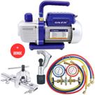Kit Básico Para Refrigeração e Ar Condicionado com Bomba De Vácuo, Manifold e Brinde