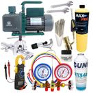 Kit Básico Refrigeração Bomba De Vácuo de 5 CFM, Manifold, Maçarico e Chave Inglesa