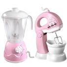 Kit Batedeira e Liquidificador Articuladas Giram Rosa Comidinha Faz de Conta Le Chef