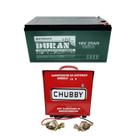 Kit Bateria Estacionária Duran 25AH 16V VRLA AGM Carro Arrancada + Carregador de Bateria 16V 5AH