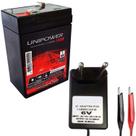 Kit Bateria Recarregável 6v 4,5ah Unipower + Carregador 6v 800mah Plug Garra Jacaré Moto Carro Motinha Carrinho Elétrica