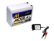 Kit Bateria Selada VRLA 12V 9ah Moura + Carregador 12V