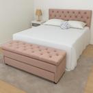 Kit Baú e Cabeceira Queen Capitonê 160x60cm Cor Rosa Nude - Conforto e Qualidade Para o Seu Lar