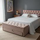 Kit Baú e Cabeceira Queen Capitonê 160x60cm Cor Rosa Nude - Conforto e Qualidade Para o Seu Lar