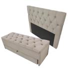 Kit Baú Gaveta e Cabeceira Com Fixação no Box (Cama) Cor Bege Claro 140x117cm Tamanho Casal