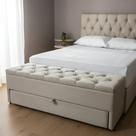 Kit Baú Gaveta e Cabeceira Com Fixação no Box (Cama) Cor Bege Claro 140x117cm Tamanho Casal Kit Baú Gaveta e Cabeceira Com Fixação no Box (Cama) Cor Bege Claro 140x117cm Tamanho Casal