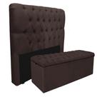 Kit Baú Recamier Mais Cabeceira Madrid Casal Suede Marrom