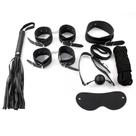Kit bdsm 8 peças bondage sado mordaça algema chicote coleira