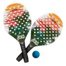 Kit Beach Tennis c/ 2 Raquetes em Compensado Naval + 1 Bola de Borracha - Klopf - 3612K