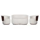 Kit Beatriz Namoradeira Mais 02 Poltronas Orgânica Tecido Bouclé Composê Com Tecido Estilo Calacata Marrom - Estopar