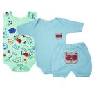 Kit Bebê 3 Pçs Conjunto Body e Short + Body Regata Estampado