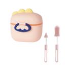 Kit Bebê 4pçs Dosador Divisória Leite Pó Escovinha Silicone Recipiente Higiene Escova Colher Armazenar Não Vaza