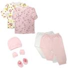 Kit Bebê 7 Peças Camisetas Curta e Longa e Mijão + Kit Touca