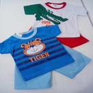 Kit Bebe com duas Camisetas e dois Shorts Masculino Estampado Manga Curta