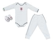 Kit Bebê Corinthians 3 Peças Longo Branco - Torcida Baby Kit Bebê Corinthians 3 Peças Longo Branco - Torcida Baby