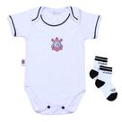 Kit Bebê Corinthians Com Body e Meia Oficial