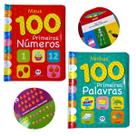 KIT BEBÊ Livro Meus 100 primeiros números e Livro Minhas 100 primeiras palavras Almofadado Aprendizado Diversão
