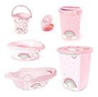 Kit Bebe Lixeira,saboneteira,cesto,balde,bacia,banheira 21 - arco iris plasutil
