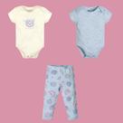 Kit Bebê Menina Angerô Suedine Body's e Calça Ursinho Azul Tamanho:RNCor:Igual da foto Kit Bebê Menina Angerô Suedine Body's e Calça Ursinho Azul Tamanho:RNCor:Igual da foto
