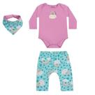 Kit Bebê Menina Body Calça Saruel Bandana Nuvens Elian