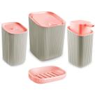 Kit Bebê Para Banheiro Quarto Lixeira Saboneteira Dispenser Porta Algodão