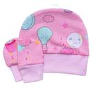 Kit bebe touca + luvas 100% algodão baby joy bublim
