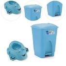Kit Bebê Troninho Infantil e Lixeira Cesto 7,5L Cor Azul