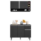 Kit Bel Cozinha Balcão 3 Portas S/ Tampo + Aéreo 2 Portas Cinza - Bela Móveis