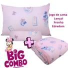 Kit Berço 3 Peças Minnie Lençol Fronha e Edredom