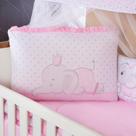 Kit Berço Americano 13 pcs para Bebê Menina Elefantinha Coroa Rosa