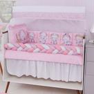 Kit Berço Americano 13 Pcs Para Bebê Menina Elefantinha Rosa