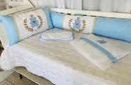 Kit Berço Americano 9 Peças Menino Urso Bili Azul Bebe com Branco
