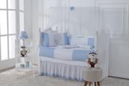 Kit Berço Americano 9 Peças Urso Baloeiro Azul Bebe com Saia