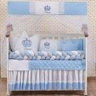 Kit Berço Americano Cabeceira Coroa Principe Azul Menino 12 peças com Saia berço Kit Berço Americano Cabeceira Coroa Principe Azul Menino 12 peças com Saia berço
