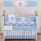 Kit Berço Americano Coroa Principe Azul Menino 12 peças com Saia berço Brinde almofada - L2M