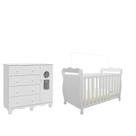 Kit Berço Americano Lisi Cômoda Bebê Tedy 4 Gavetas Peroba -