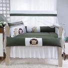 Kit Berço Americano Menino Completo 9 Peças Leão Bordado Verde