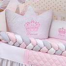 Kit Berço Americano Trançado Coroa Formato 11 Pcs Protetor Bebe Quarto Enxoval Decoração