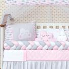 Kit Berço Americano Trancado Nuvem 11 Pcs Protetor Bebe Decoração Menina Menino Imperial Chuva Amor