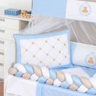 Kit Berço Americano Trançado Urso Principe 11 Pcs Protetor Bebe Quarto Enxoval Chuva Amor