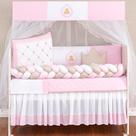 Kit Berço Americano Ursinha Princesa Rosa Menina 11 peças Saia berço Box