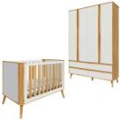 Kit Berço Com Guarda Roupa Theo Quarto De Bebê MDF Peroba Kit Berço Com Guarda Roupa Theo Quarto De Bebê MDF Peroba