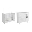 Kit Berço Cômoda Ben Retro Moveis Peroba MDF Branco