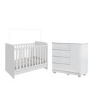 Kit Berço Cômoda Com Sapateira Ben Junior Moveis Peroba MDF Branco