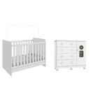 Kit Berço Cômoda com Sapateira Ben Tedy Moveis Peroba MDF Branco