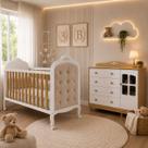 Kit Berço Cômoda e Cabeceira Capitonê Peroba Elô Infantil Kit Berço Cômoda e Cabeceira Capitonê Peroba Elô Infantil